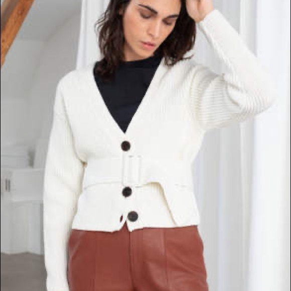 & Other Stories Belted Cropped Cardigan Sweater - Picture 2 of 8